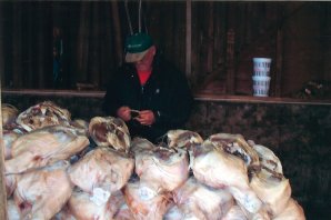 Tying String on the ham ends